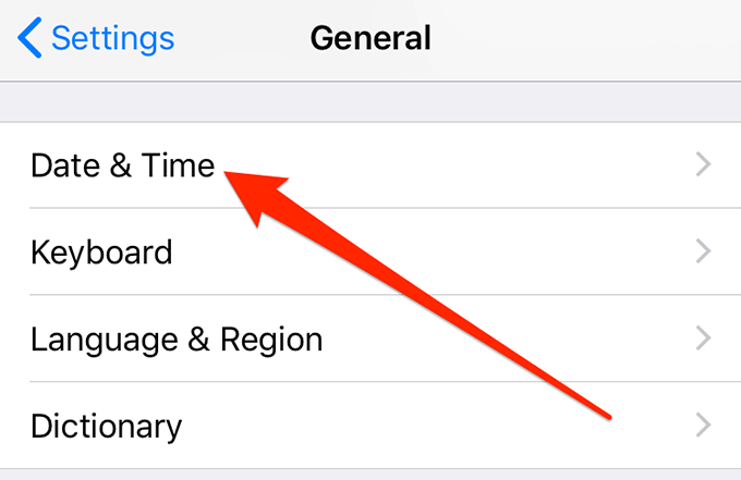 Date & Time under General menu