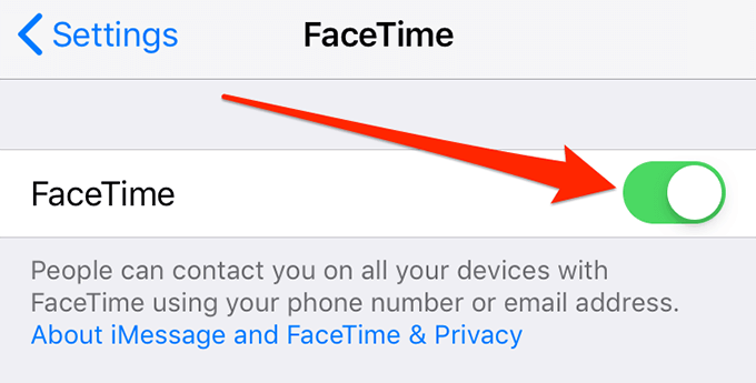 FaceTime toggle in FaceTime settings