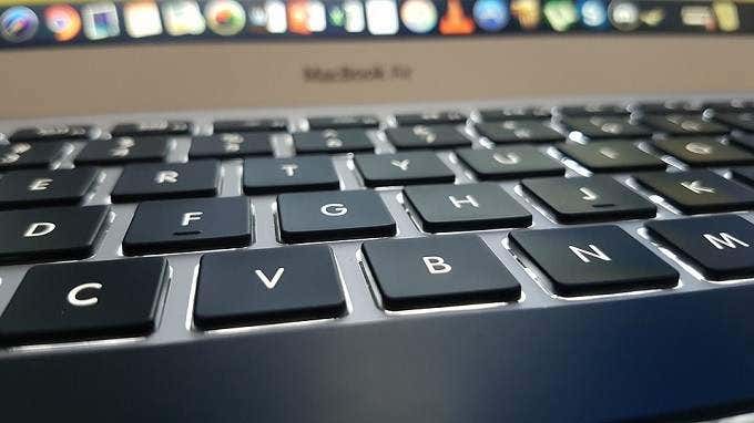 Close-up of MacBook Pro laptop 