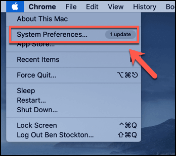 System Preferences in Apple menu