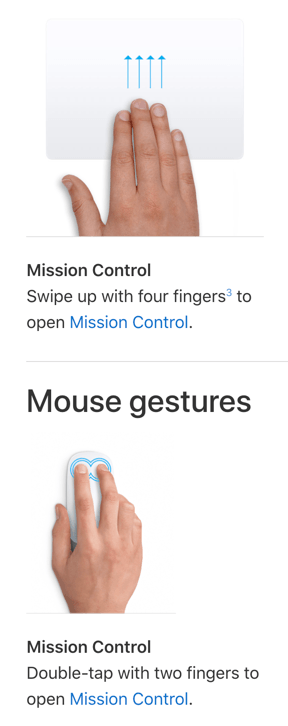 Mission Control swipe and mouse options 