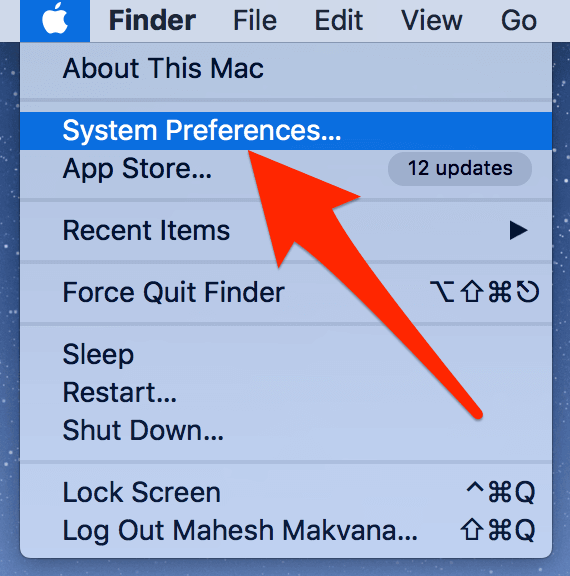System Preferences under Apple menu 