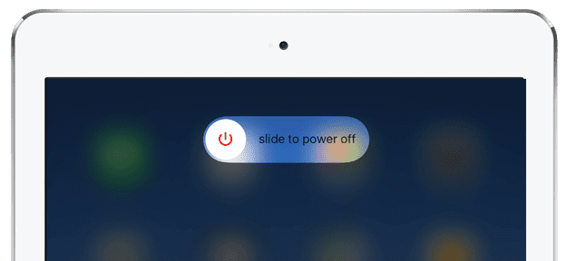 Slide to power off screen on iPad