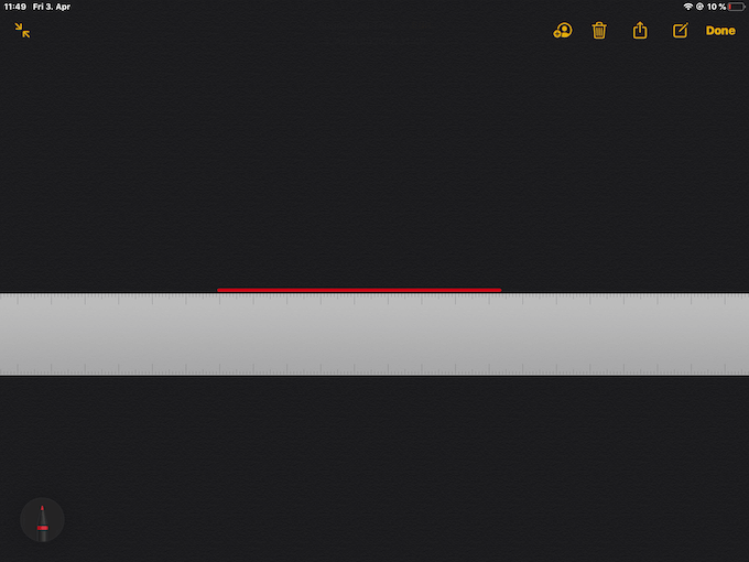 Straight line in Notes drawn with ruler 