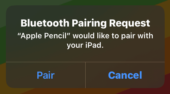 Bluetooth Pairing Request alert