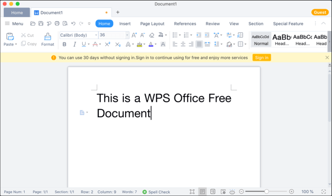 WPS Office Free Document 