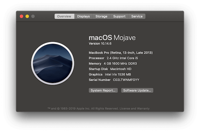 About This Mac Overview window