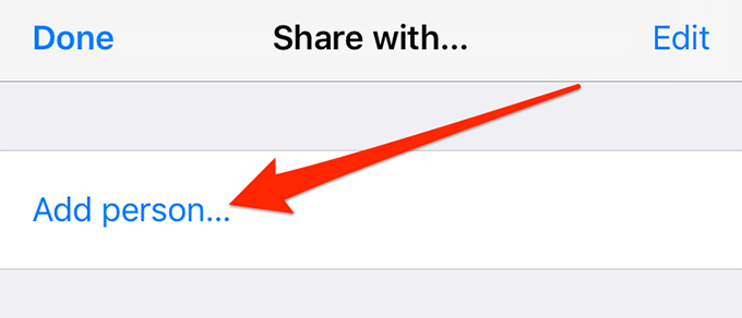 Add person in Share with window 