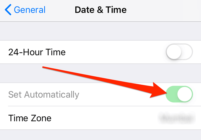 Set Automatically under Date & Time tab