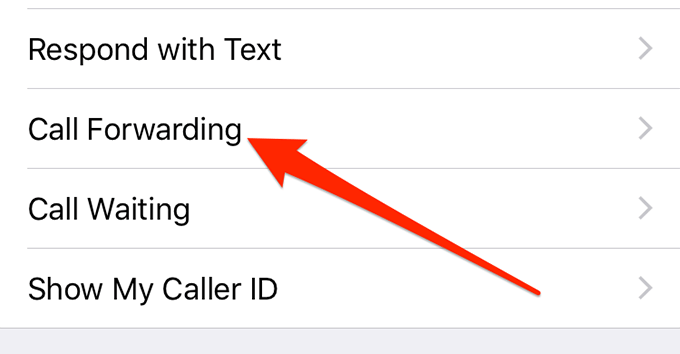 Call Forwarding option in Settings