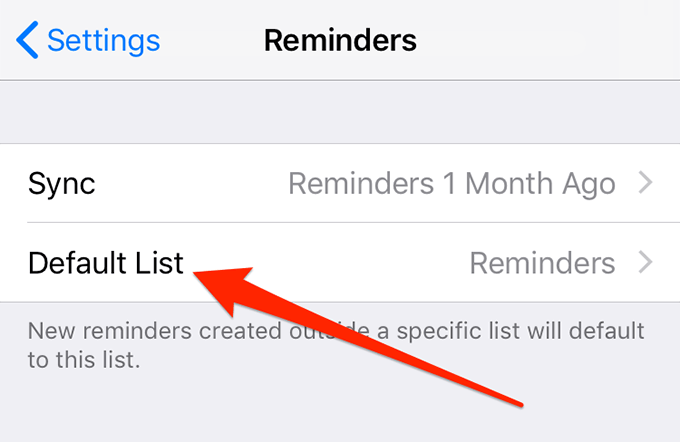 Default List in Reminders