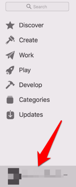 User name at the bottom of App Store 