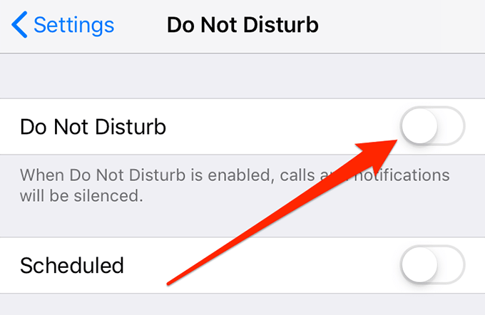 Do Not Disturb toggle