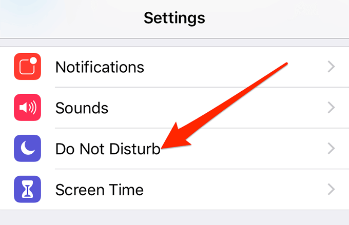 Do Not Disturb in Settings menu