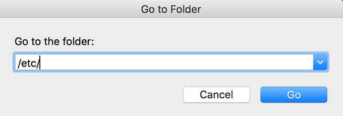 Go to Folder window 