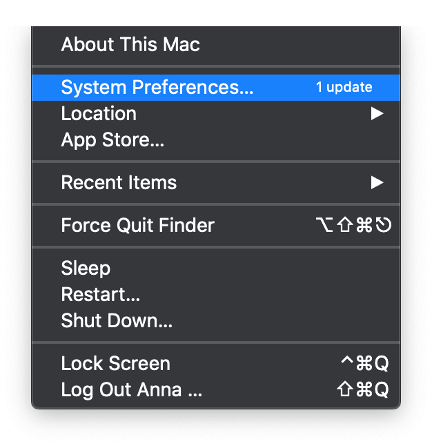 System Preferences in Apple Menu 