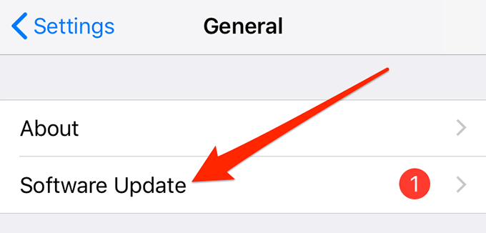 Software Update tab in General