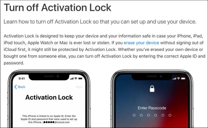 Turn off Activation lock 