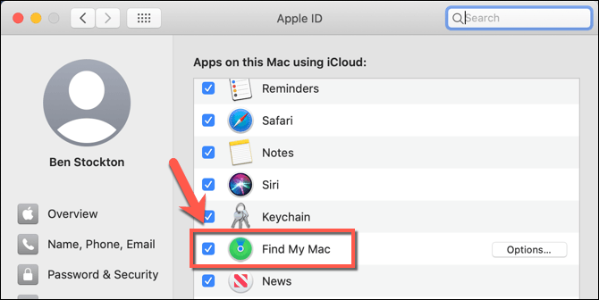 Find My Mac in Apple ID 