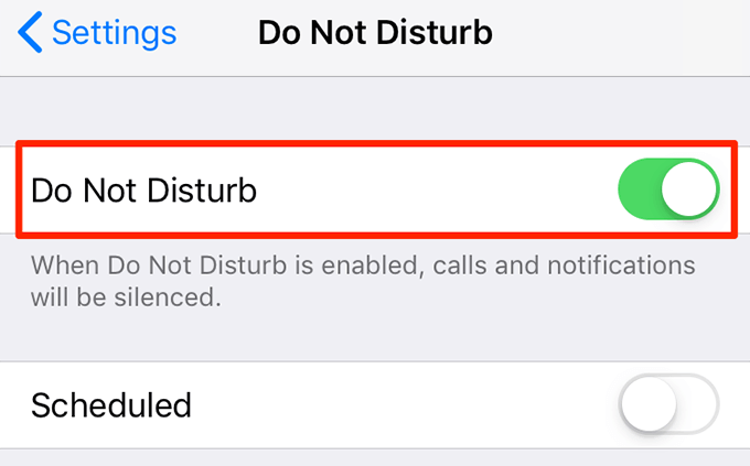 Do Not Disturb toggle 