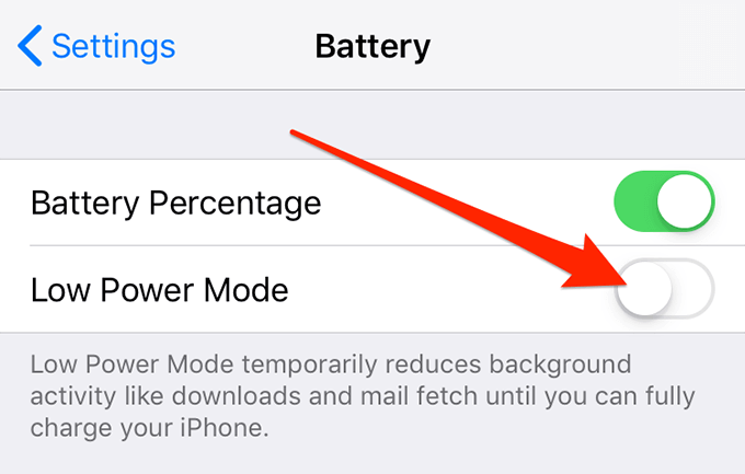 Low Power Mode toggle 