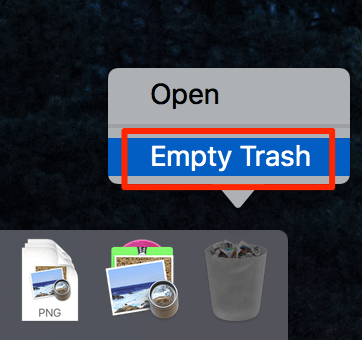 Empty Trash menu 