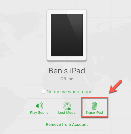Erase iPad in Ben's iPad screen 