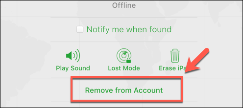 Remove from Account button 