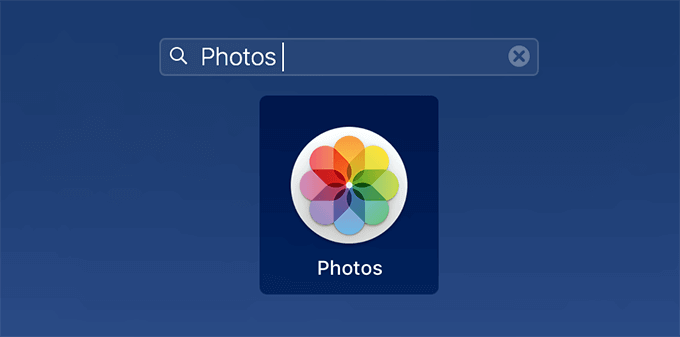 Photos app in Spotlight Search window 