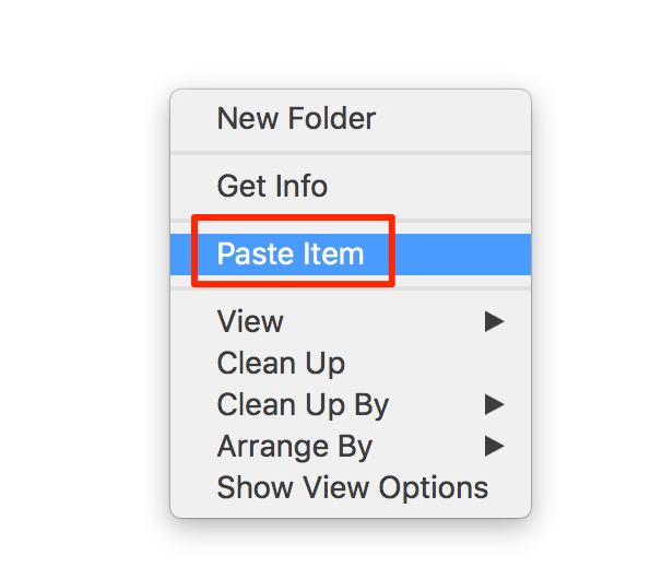 Right-click menu with Paste Item selected 