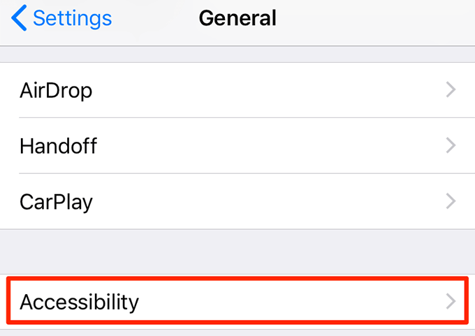 Accessibility in General Settings 