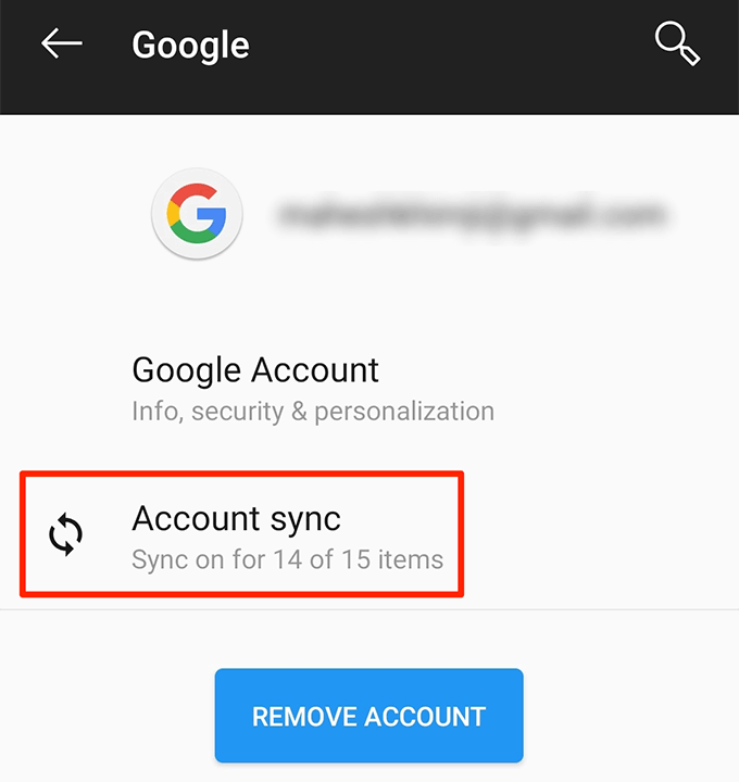 Account sync option 