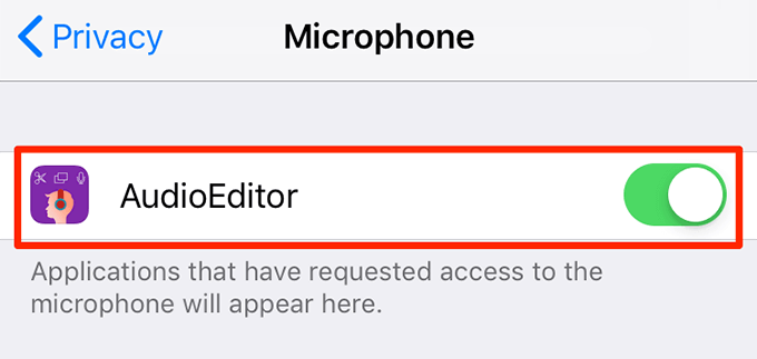 AudioEditor app with toggle on 
