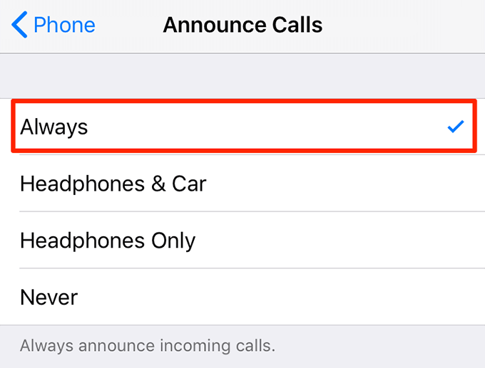 Always selected in Announce Calls 