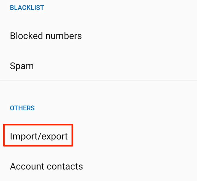 Import/export option 