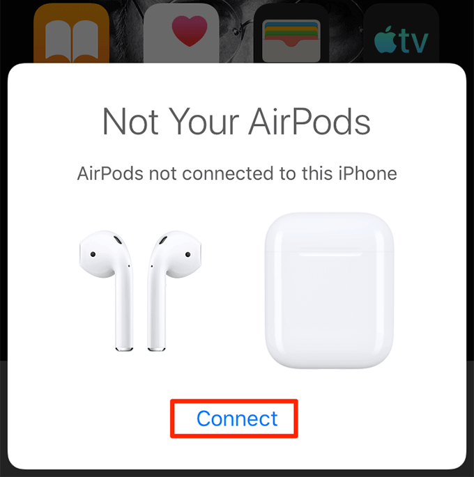 Connect button on AirPod screen 