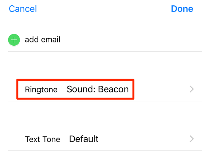 Ringtone in Contacts 