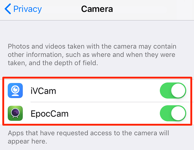 Cameras with toggle switched to on 
