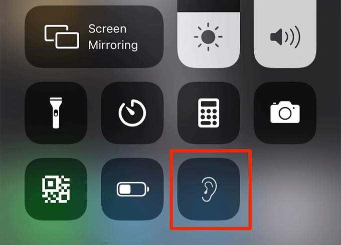 Hearing icon in Control Center