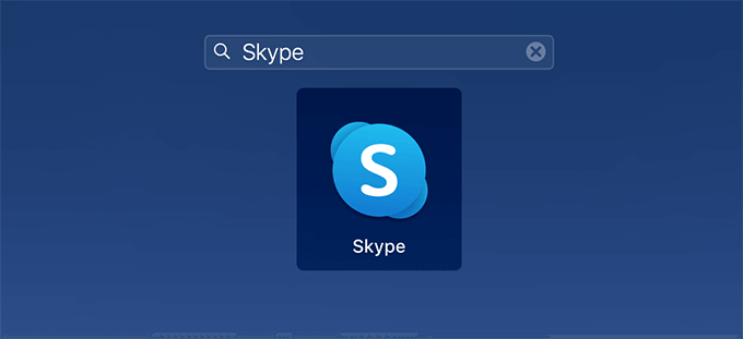Skype in Search Bar window 