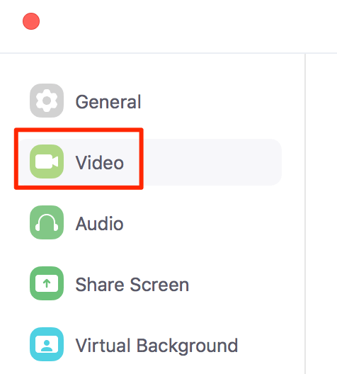 Video tab in left sidebar