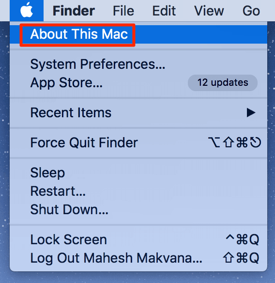Apple > About This Mac 