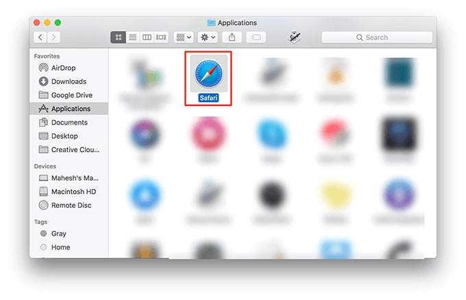 Safari in Applications 