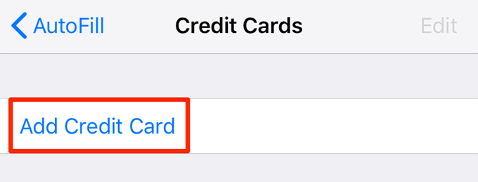 Add Credit Card button 
