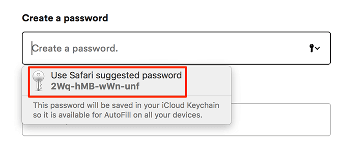 Safari password auto-suggest