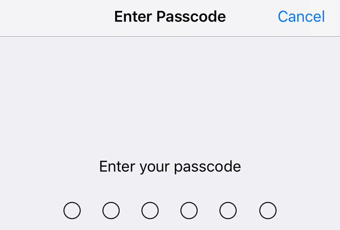 Enter Passcode window 