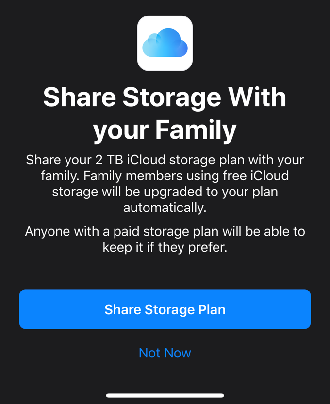 Share a Storage Plan button 
