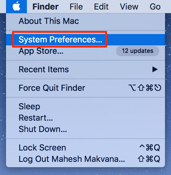 Apple > System Preferences 