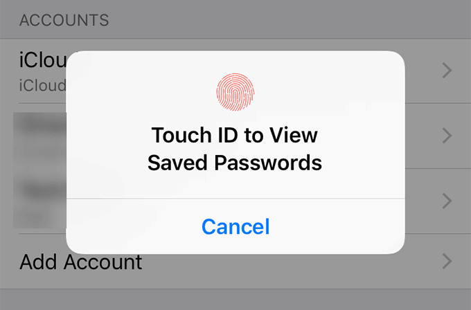 Touch ID popup 