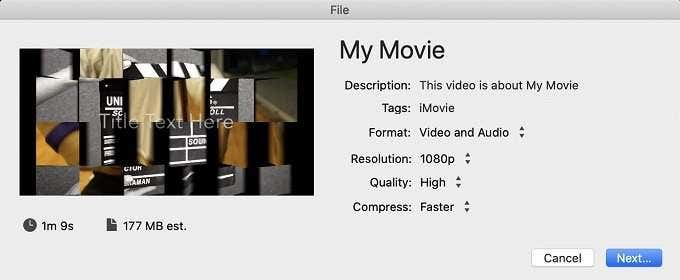 File info window for My Movie 